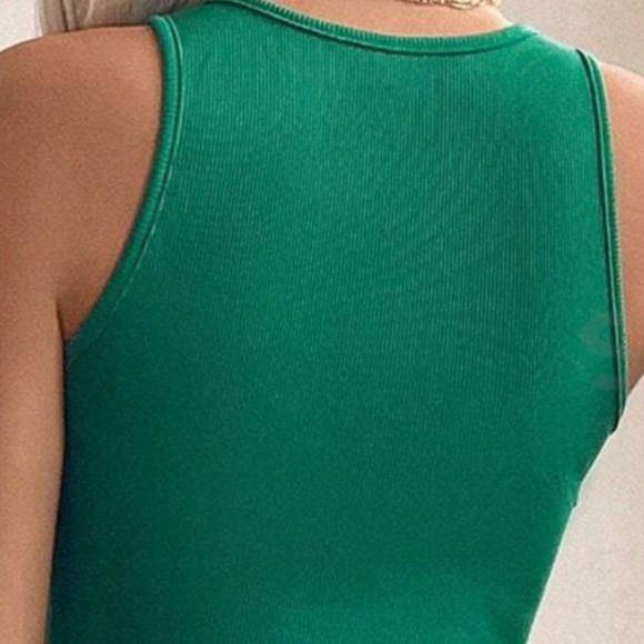 Boho Green Floral Tropical Print Crop Tank Top Midi Skirt Set - Picture 3 of 3